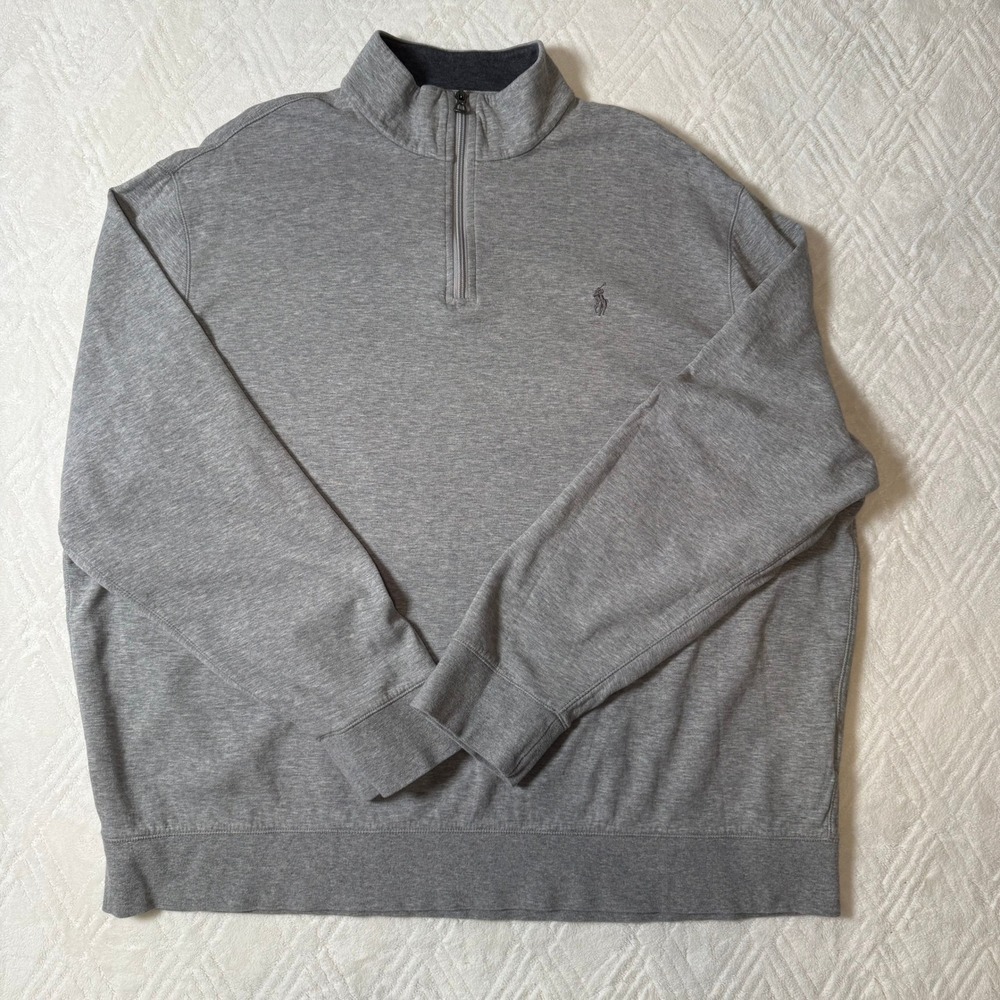 Classic Preppy Polo Ralph Lauren Quarter Zip Pullover Men's XXL Cotton Blend